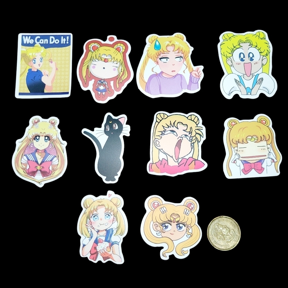 3/$20 10pcs Brand New Waterproof Sailor Moon Stickers #b